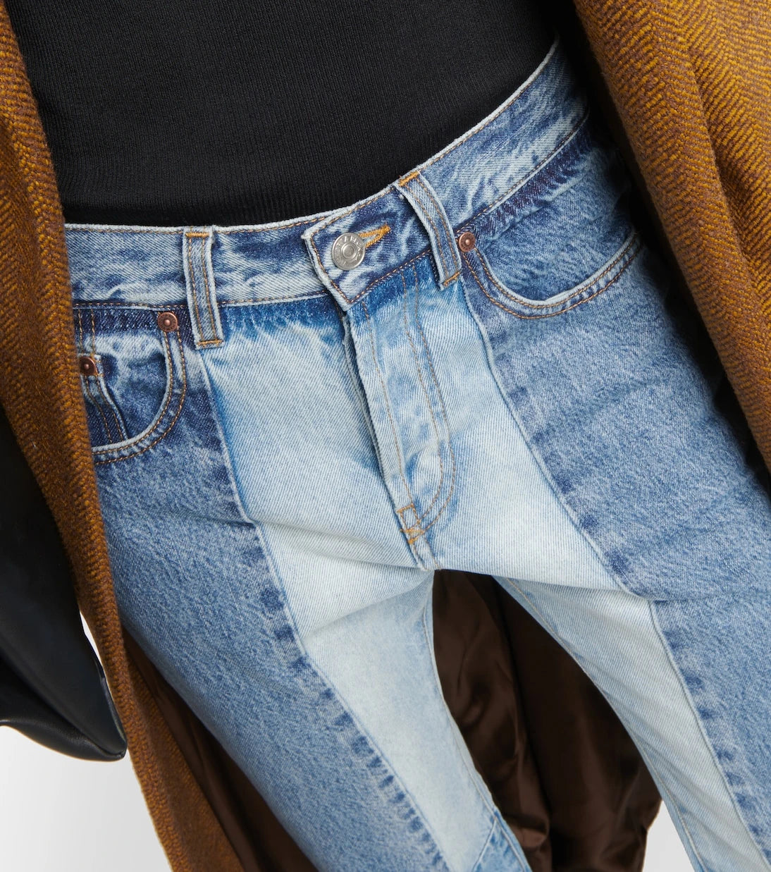 Victoria Beckham - Paneled high-rise straight jeans