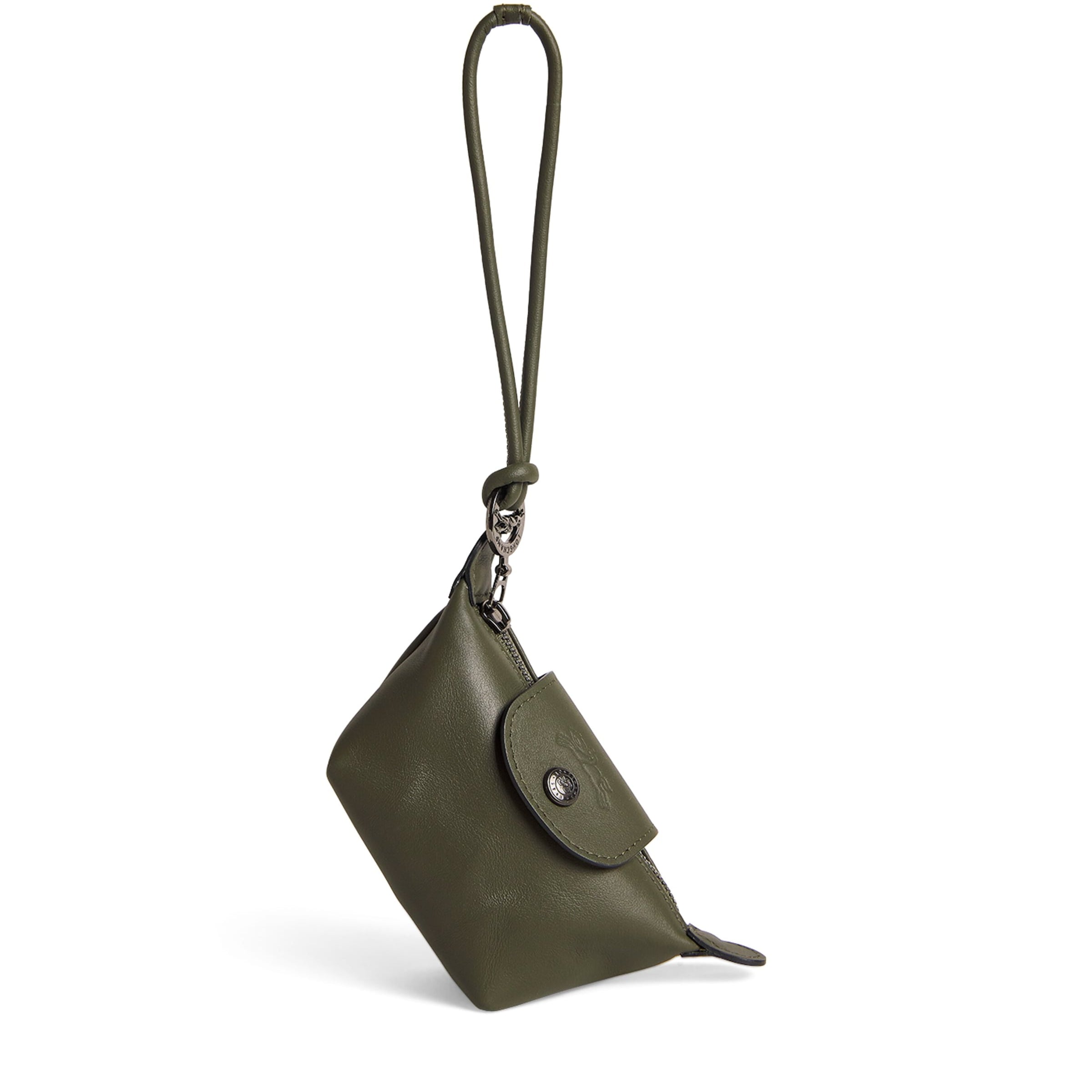 Longchamp Green Leather Le Pliage Extra Coin Purse