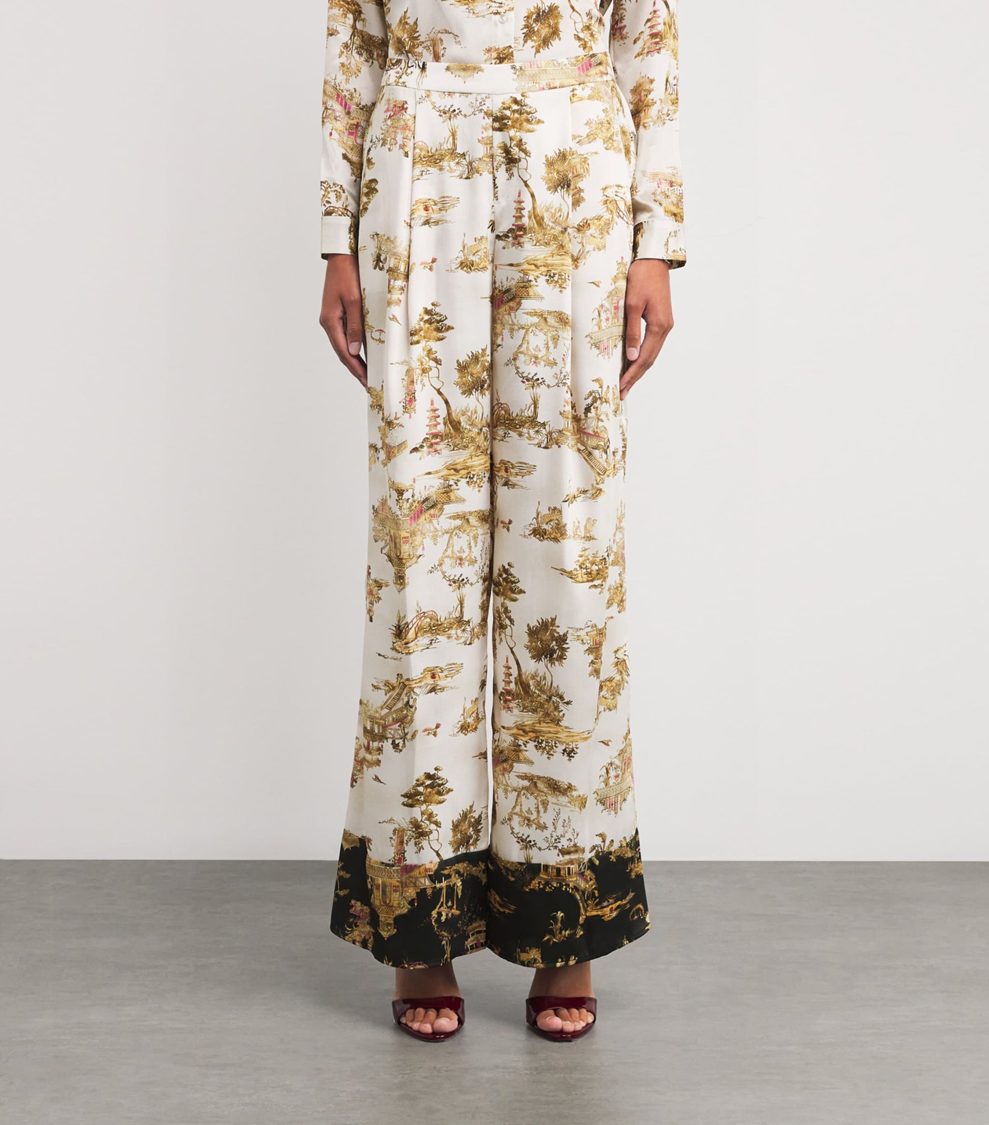 L'Agence Multi Pleated Tavia Wide-Leg Trousers