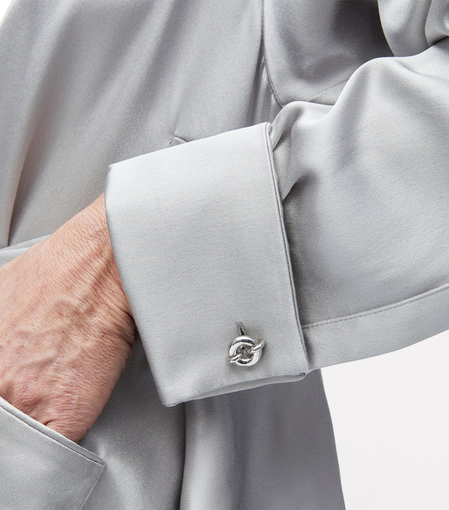 LOEWE Grey EXCLUSIVE Silk Satin Belted Silver Capsule Pyjama Blouse