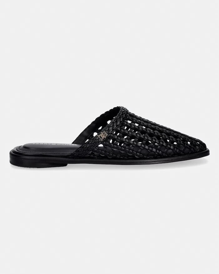 Tommy Hilfiger Kadın Terlik HILFIGER LEATHER MIX FLAT MULE