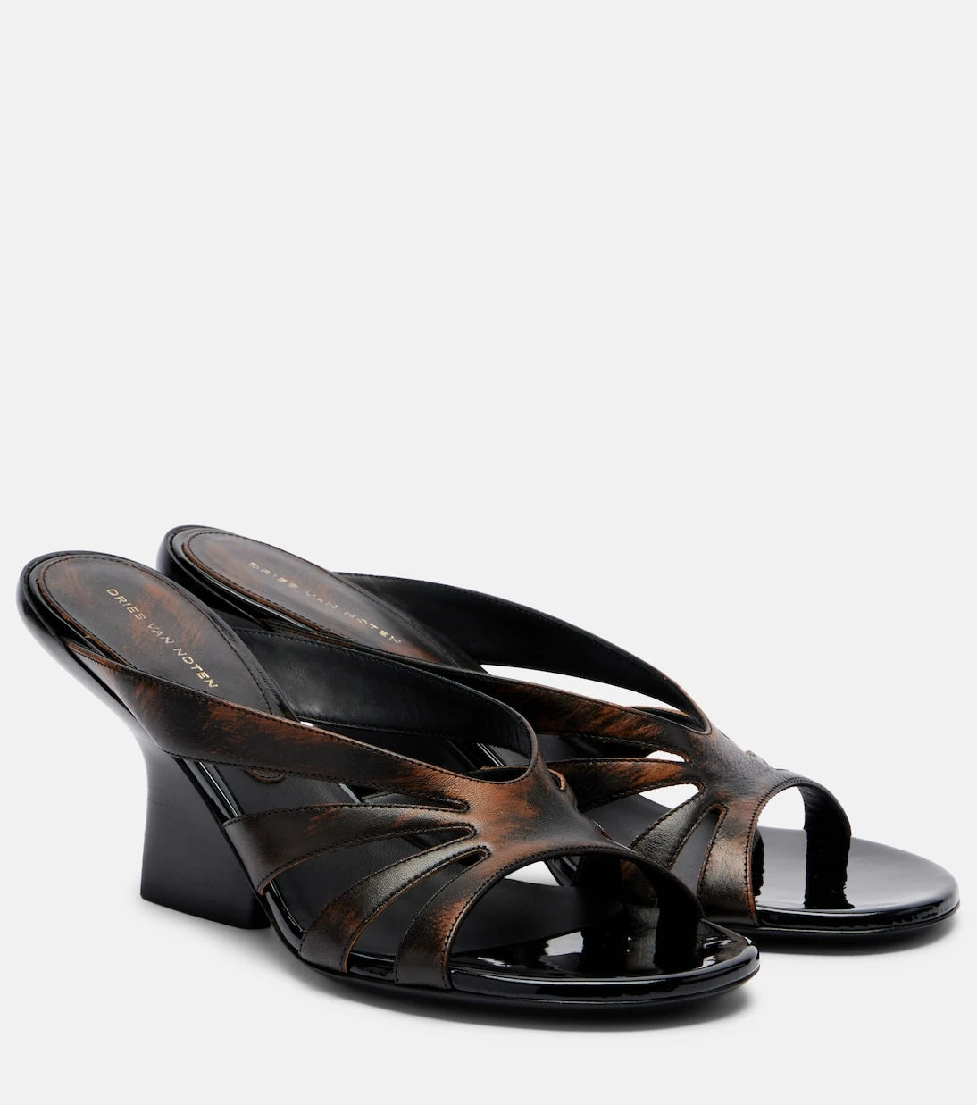 Dries Van Noten - Distressed leather mules