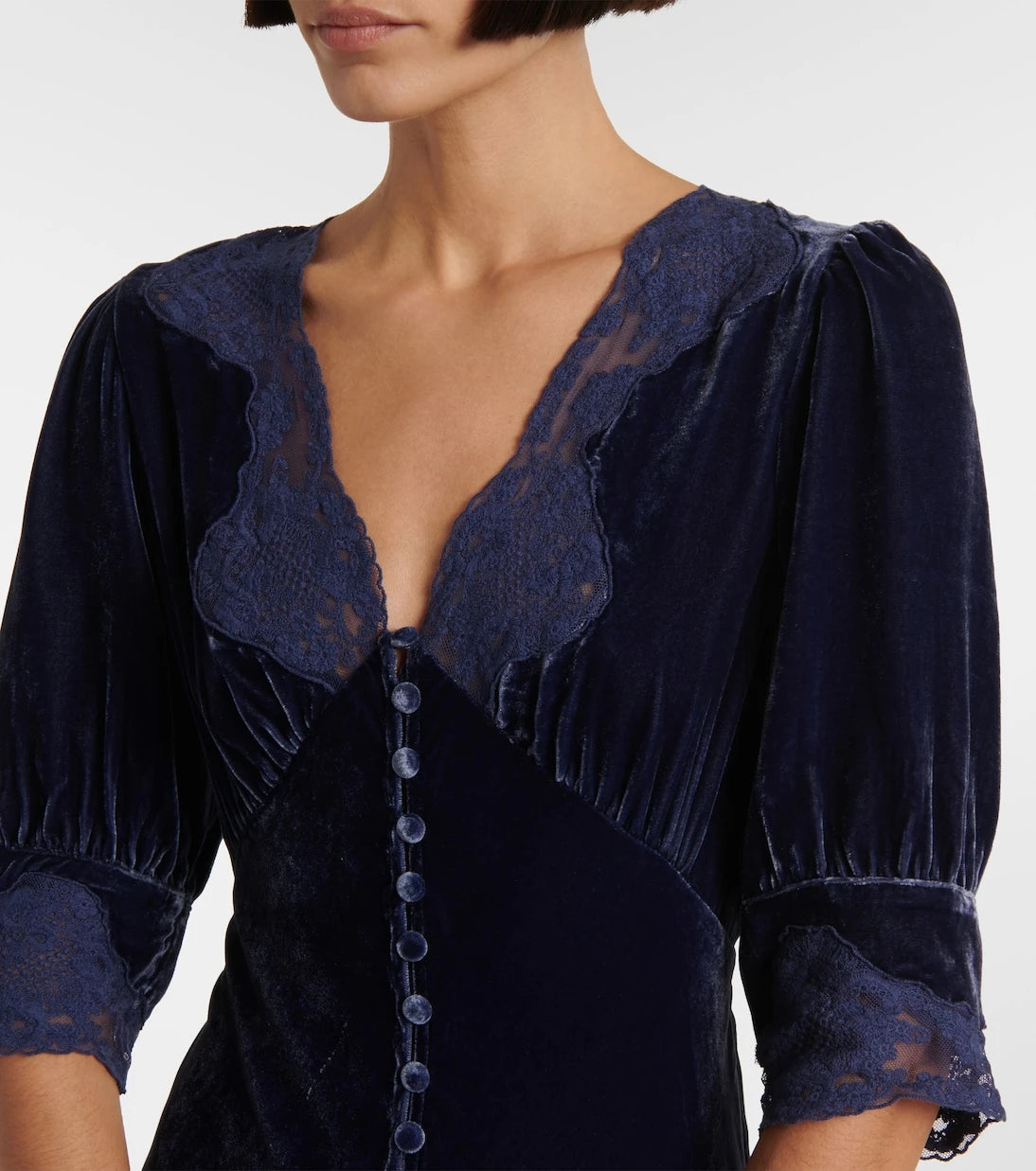Rixo - Simone lace-trimmed velvet maxi dress