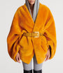Gold Shearling Belted Wrap Coat