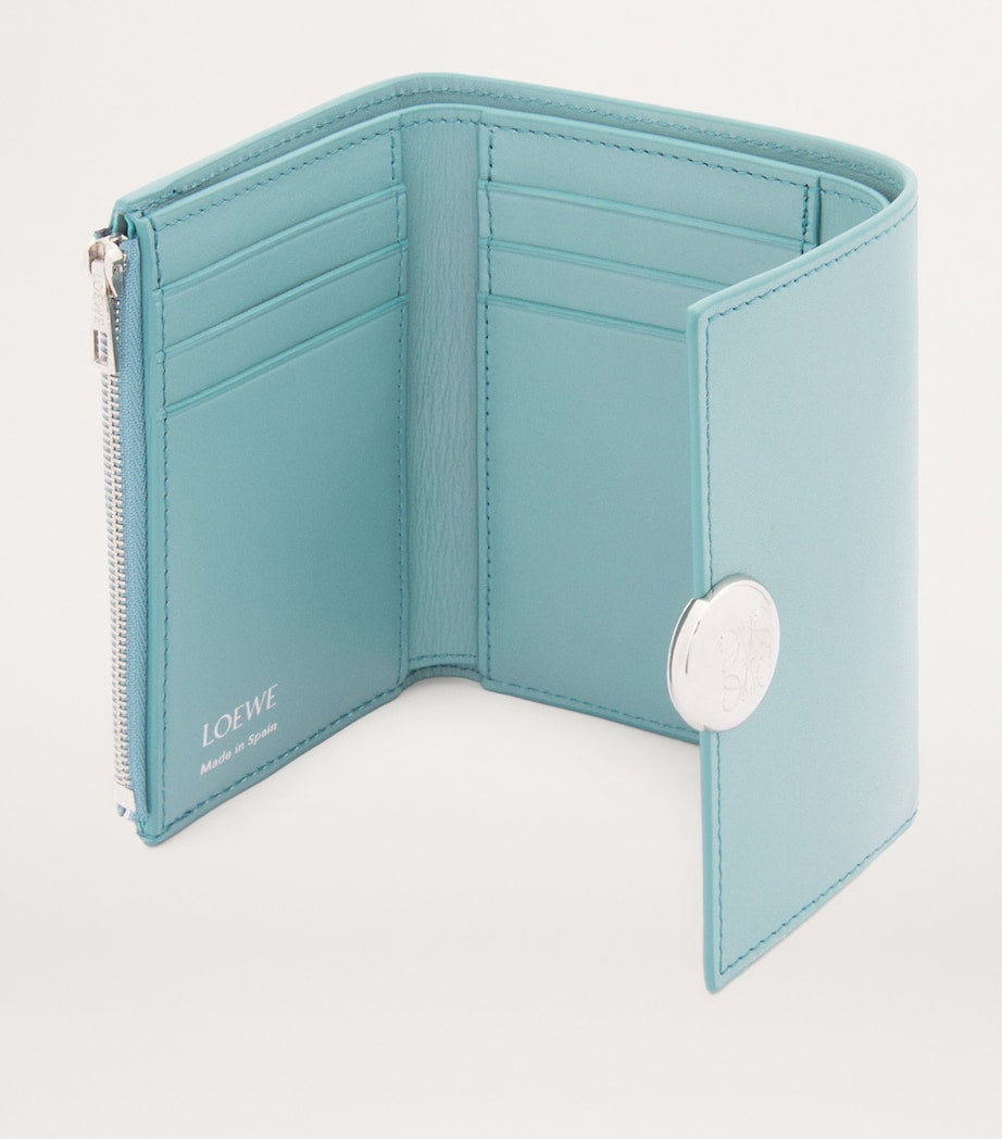 Blue Leather Vertical Pebble Wallet