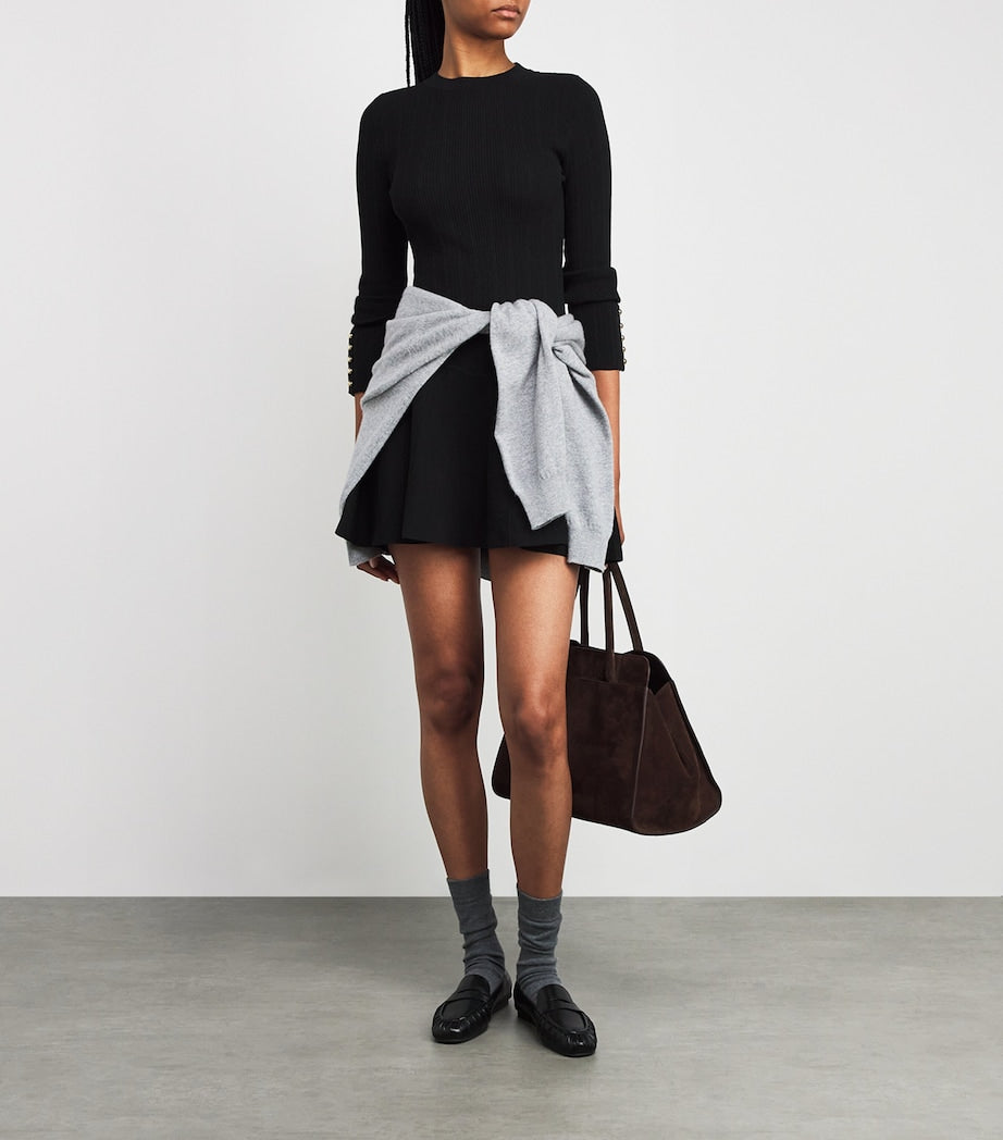 Claudie Pierlot Black Rib-Knit Mini Dress