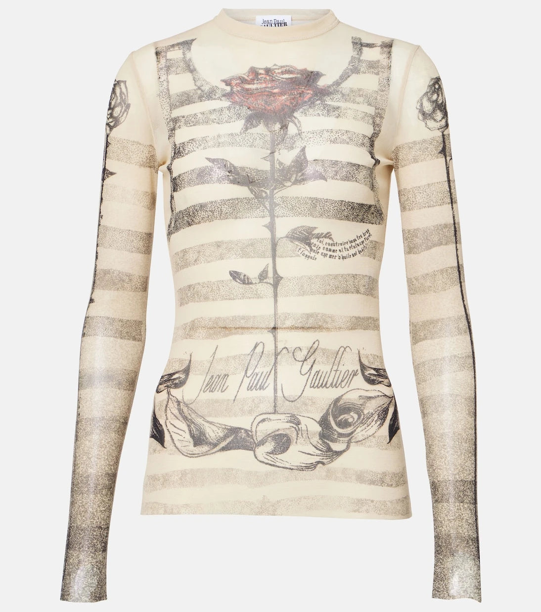 Jean Paul Gaultier - Striped printed mesh top