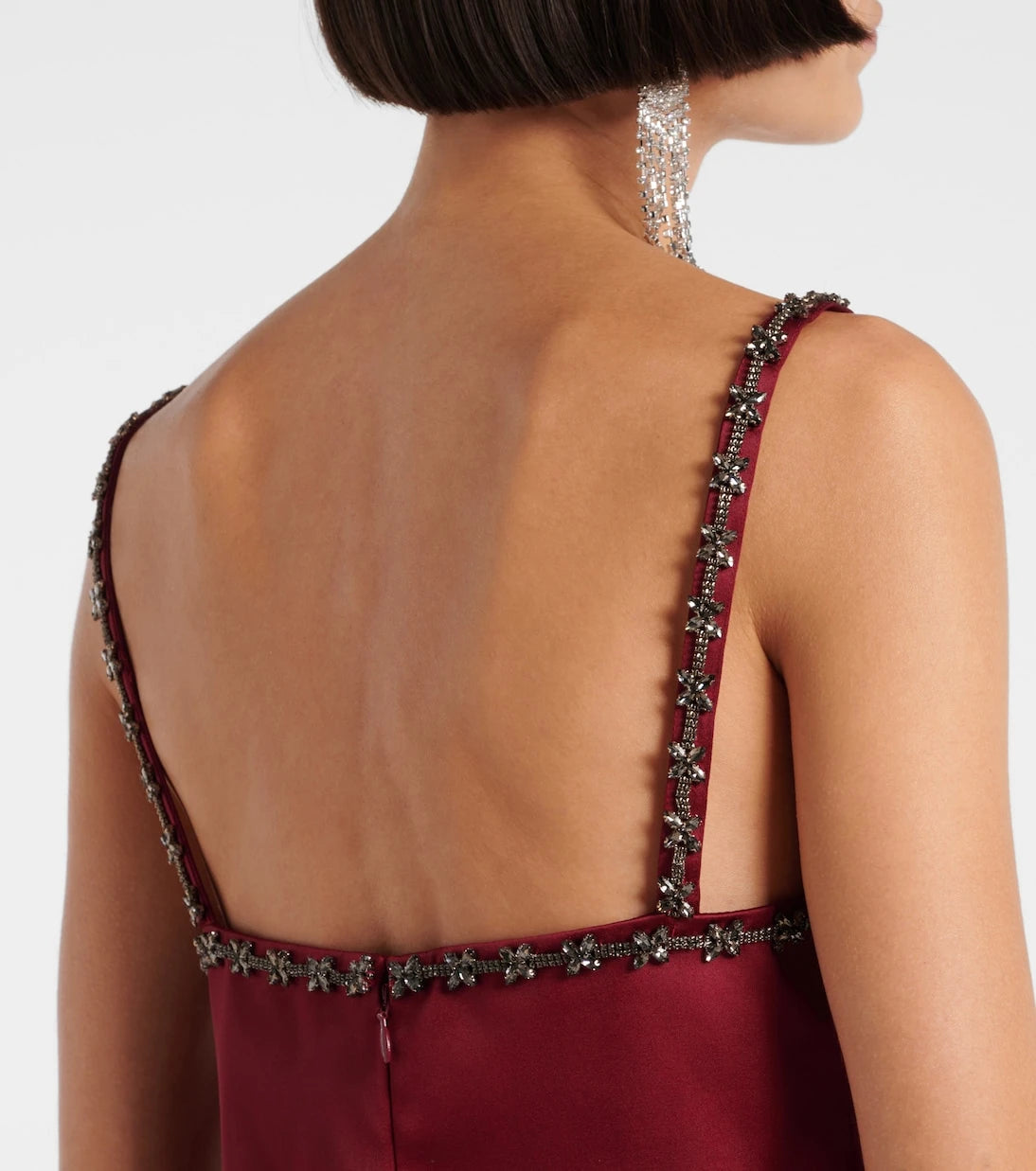 Self-Portrait - Bow-detail embellished satin minidress