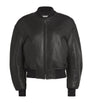 Alexander Wang Black Lambskin Cropped Bomber Jacket