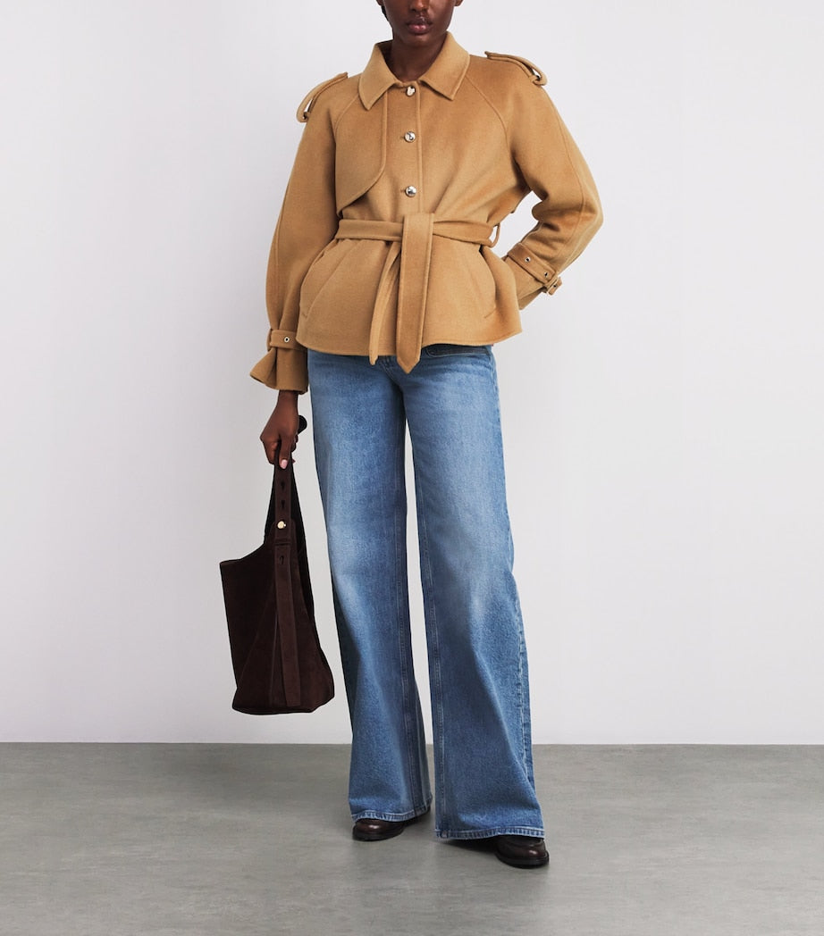 Maje Brown Wool-Blend Coat