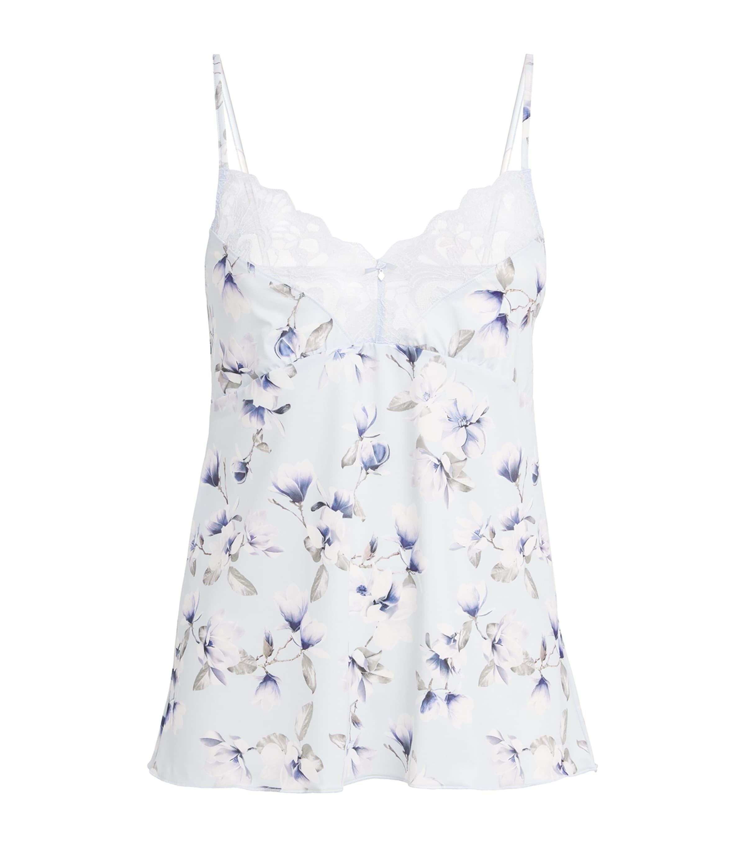 Fantasie Blue Lace-Trim Floral Lucia Camisole Top