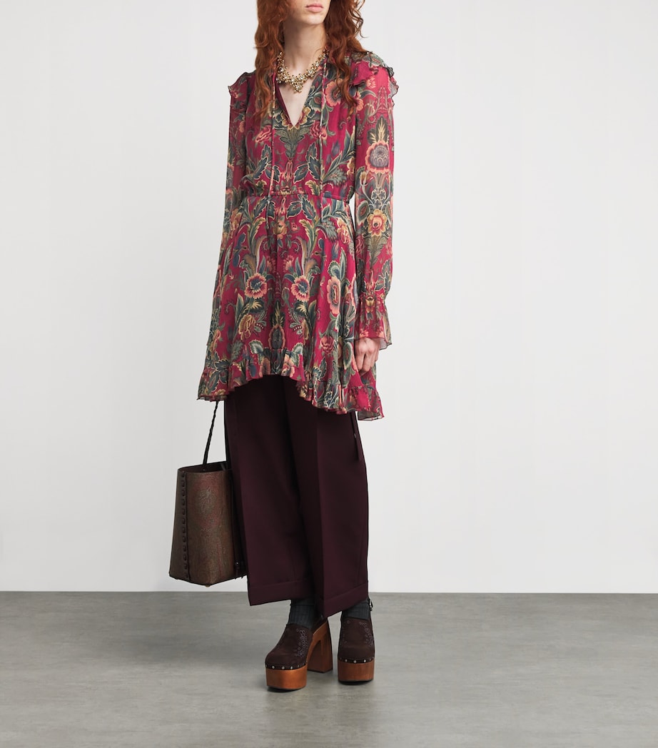 Multi Ruffle Floral Mini Dress