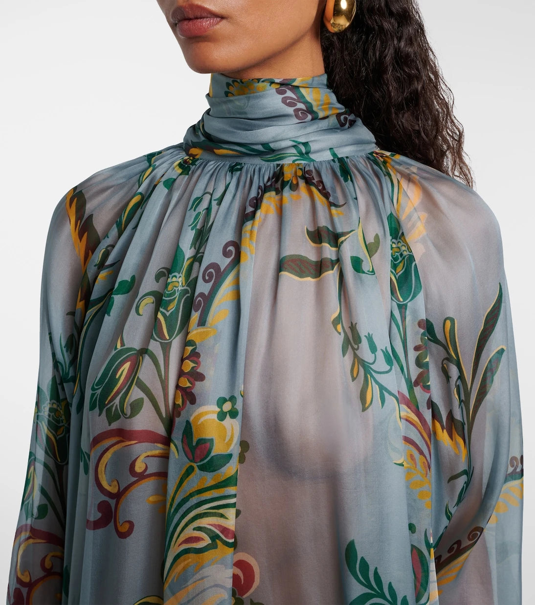 Etro - Printed ruched silk top