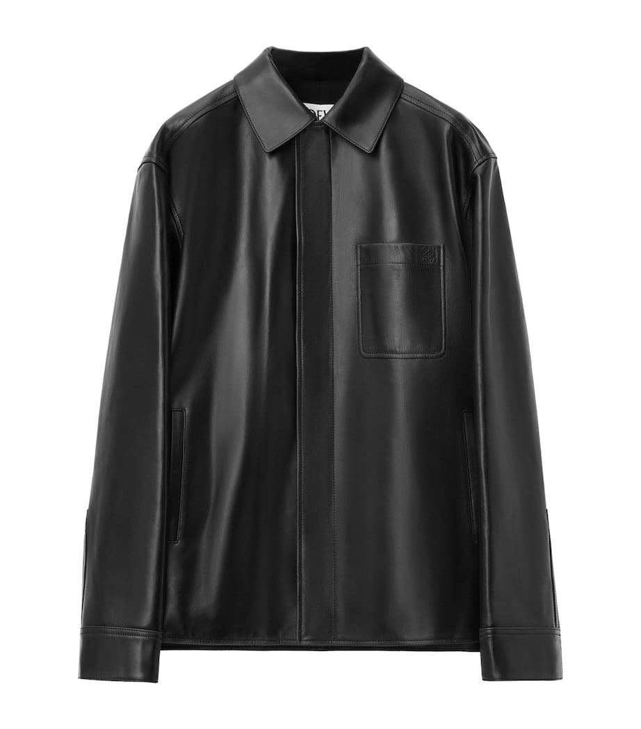 LOEWE Black Leather Shirt Jacket