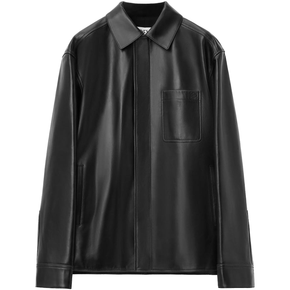 LOEWE Black Leather Shirt Jacket