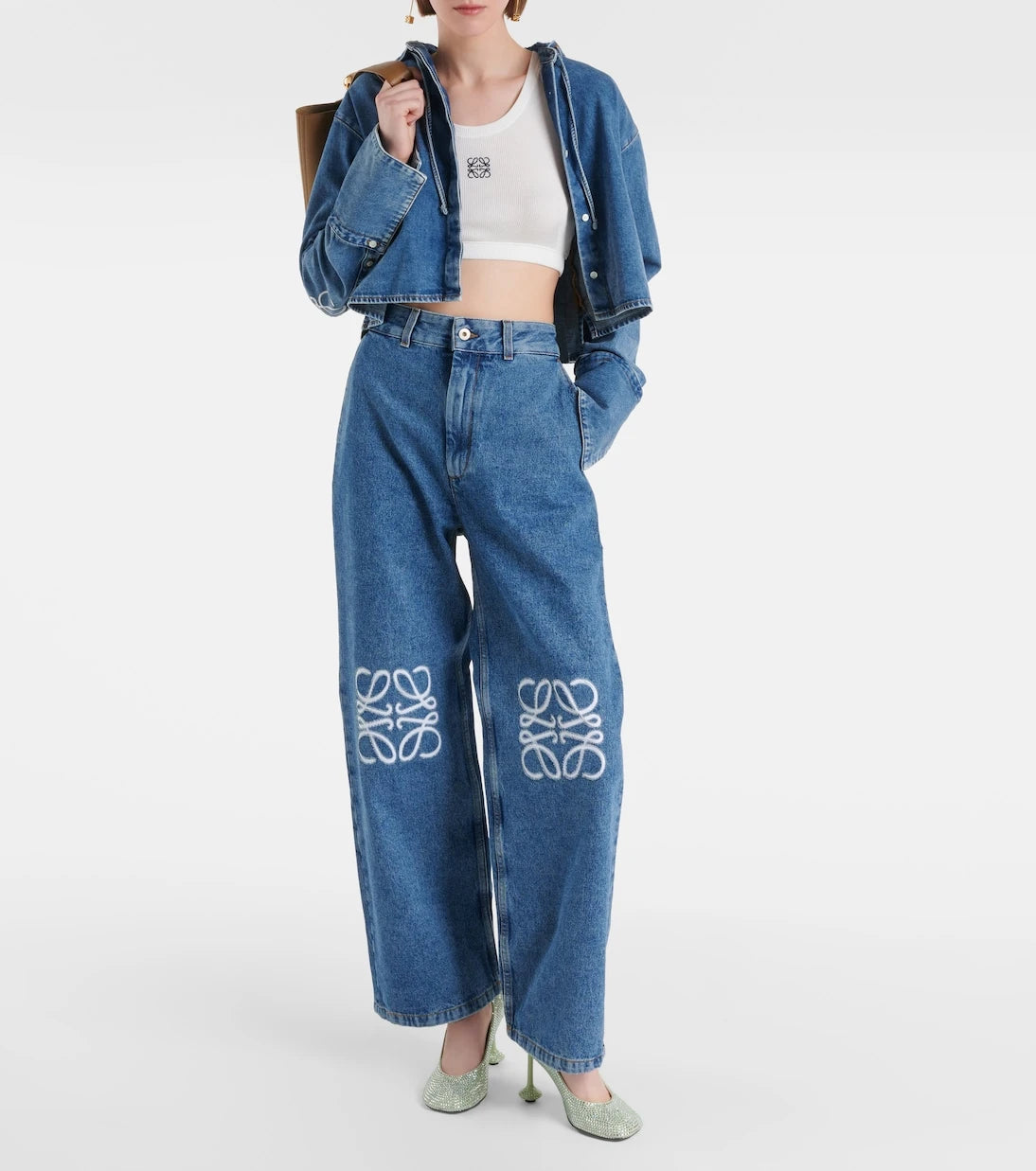Loewe - Anagram high-rise wide-leg jeans