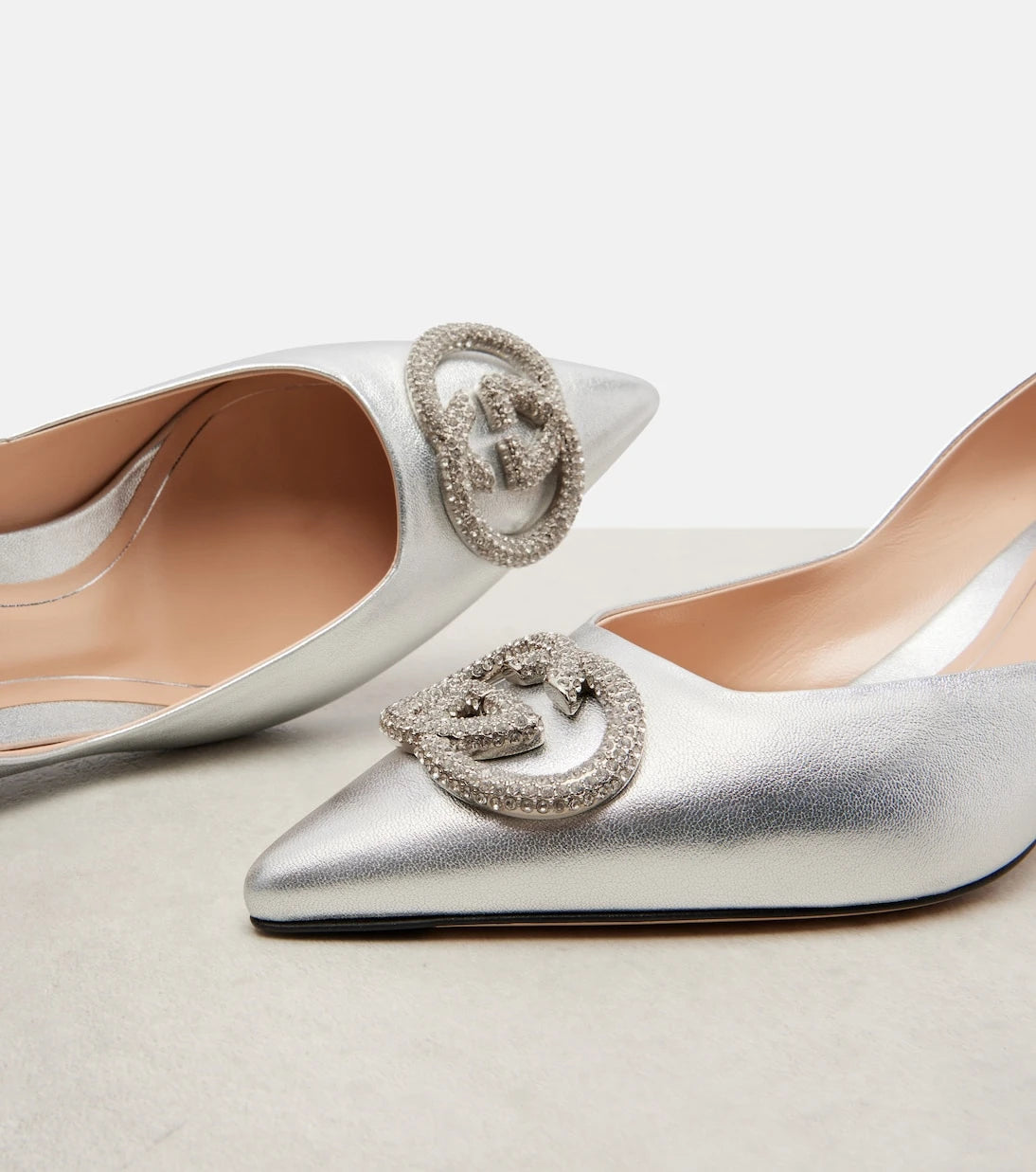 Gucci - Interlocking G 55 metallic leather pumps