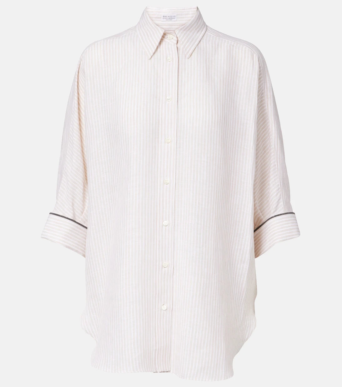 Brunello Cucinelli - Monili striped oversized linen shirt