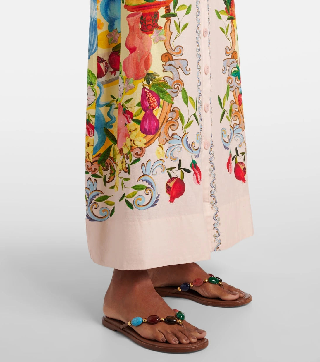 Farm Rio - Floral linen-blend maxi dress
