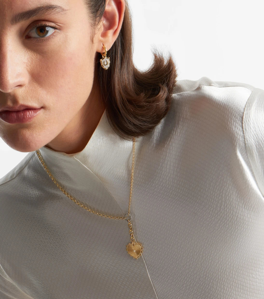 FoundRae - Radiating Heart 18kt gold pendant necklace with diamonds