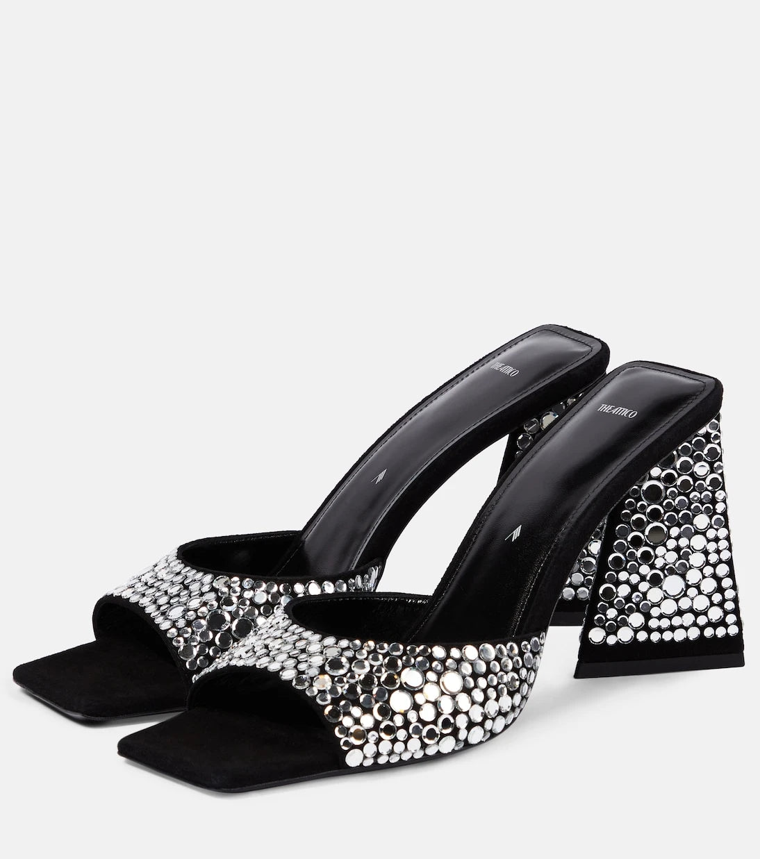 The Attico - Mini Devon 85 embellished suede mules