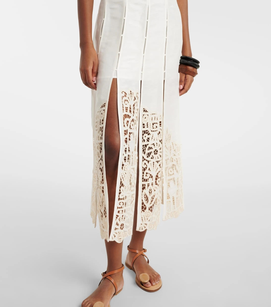 Alémais - Rosemary linen-blend midi skirt