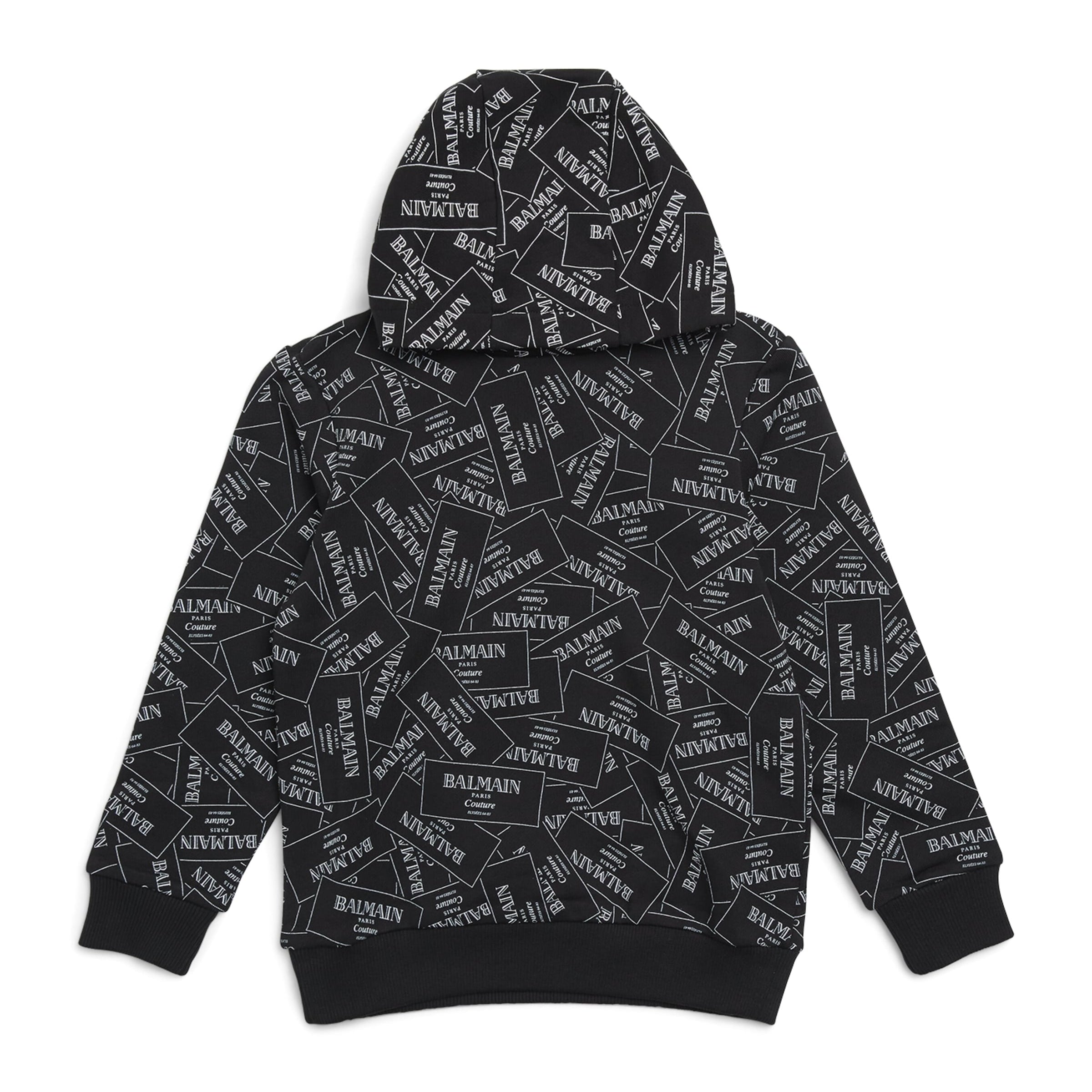 Balmain Kids Cotton Label Print Hoodie (4-14 Years)