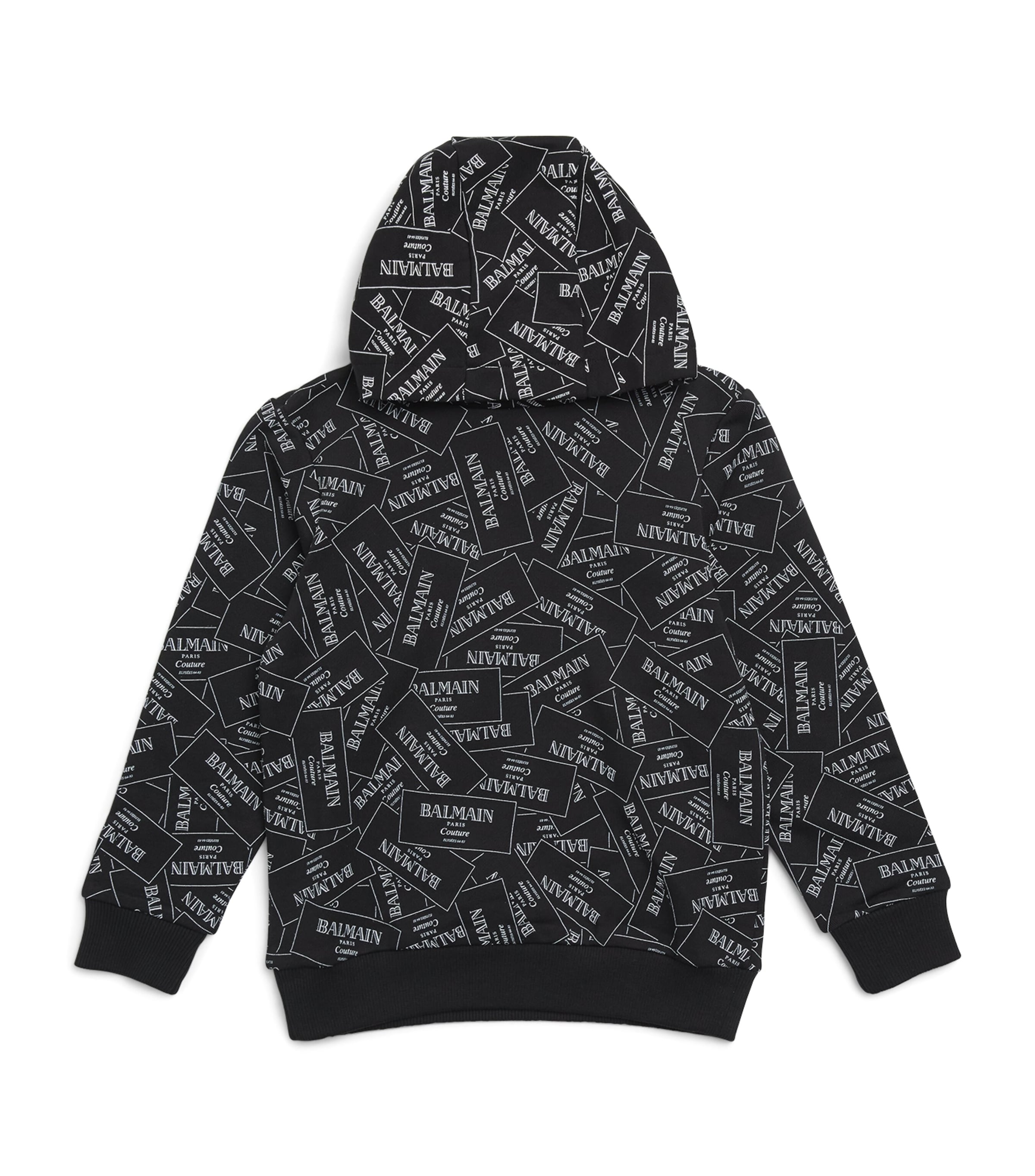 Balmain Kids Cotton Label Print Hoodie (4-14 Years)