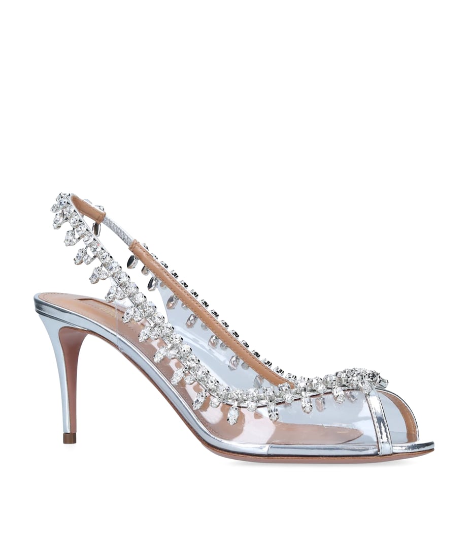Aquazzura Silver Crystal Temptation Sandals 75
