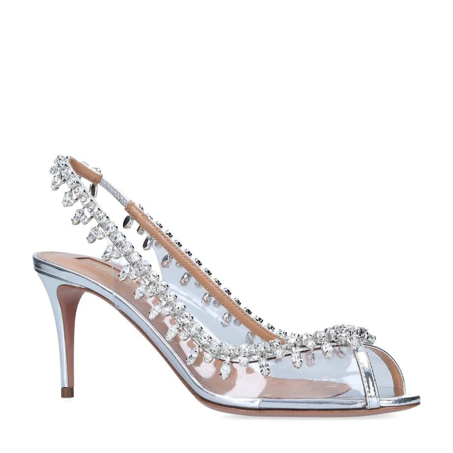 Aquazzura Silver Crystal Temptation Sandals 75