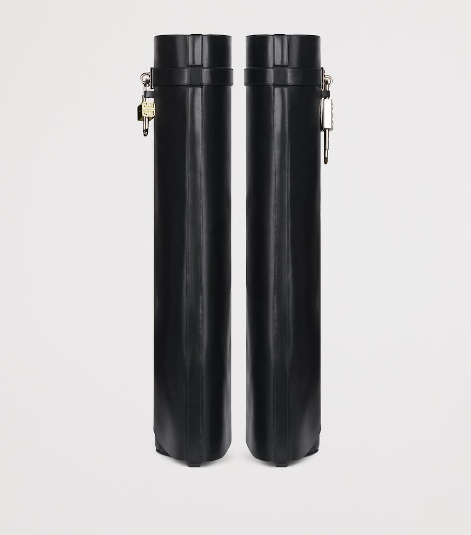 Givenchy Black Leather Shark Lock Knee-High Boots 90