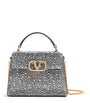 Valentino Garavani Silver Mini Leather Embellished Top-Handle Bag