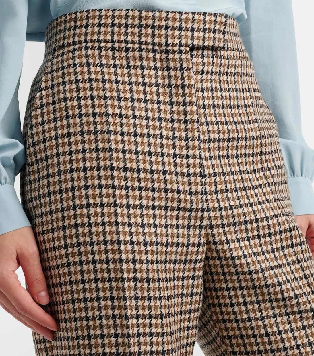 Valentino - Houndstooth cropped virgin wool flared pants