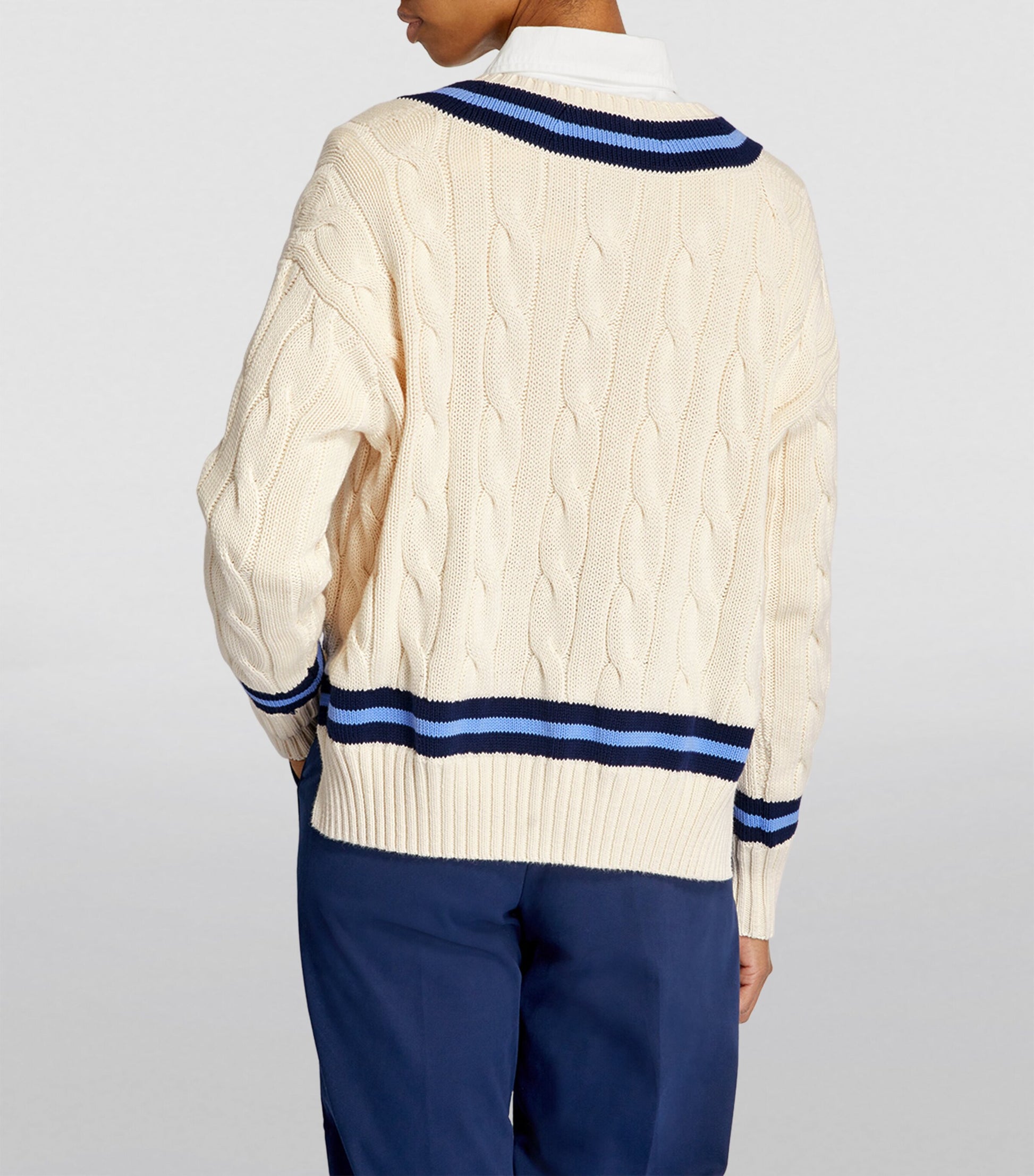 Polo Ralph Lauren Blue Cable-Knit Cricket Sweater