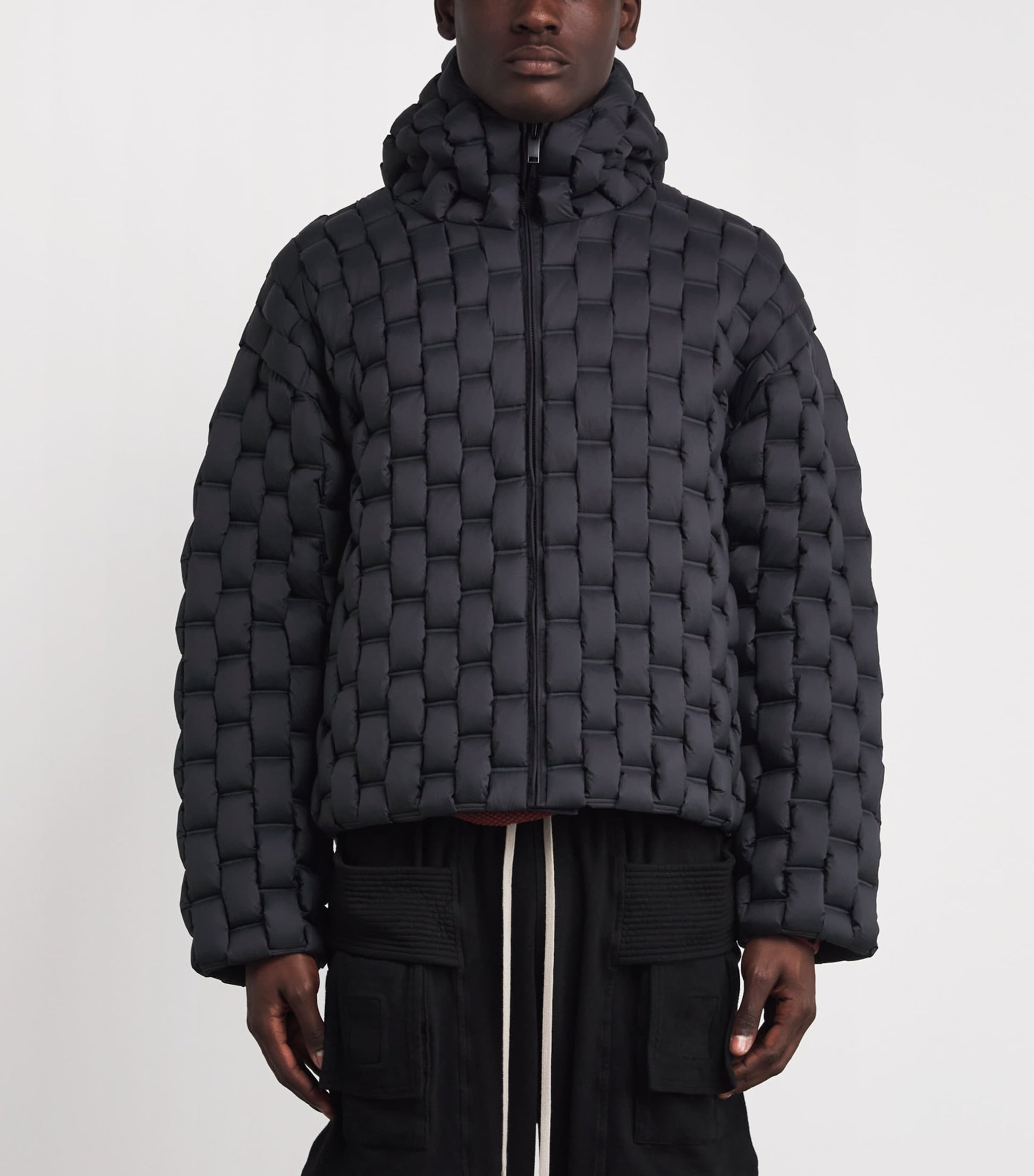 Raxxy Black 3D Down-Filled Woven Puffer Jacket