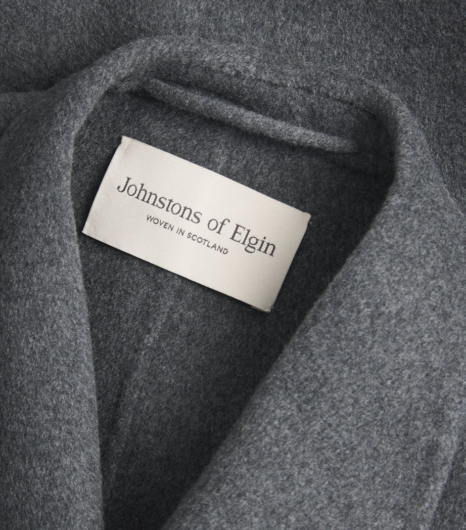 Johnstons Of Elgin Grey Cashmere Wrap Belt Long Coat