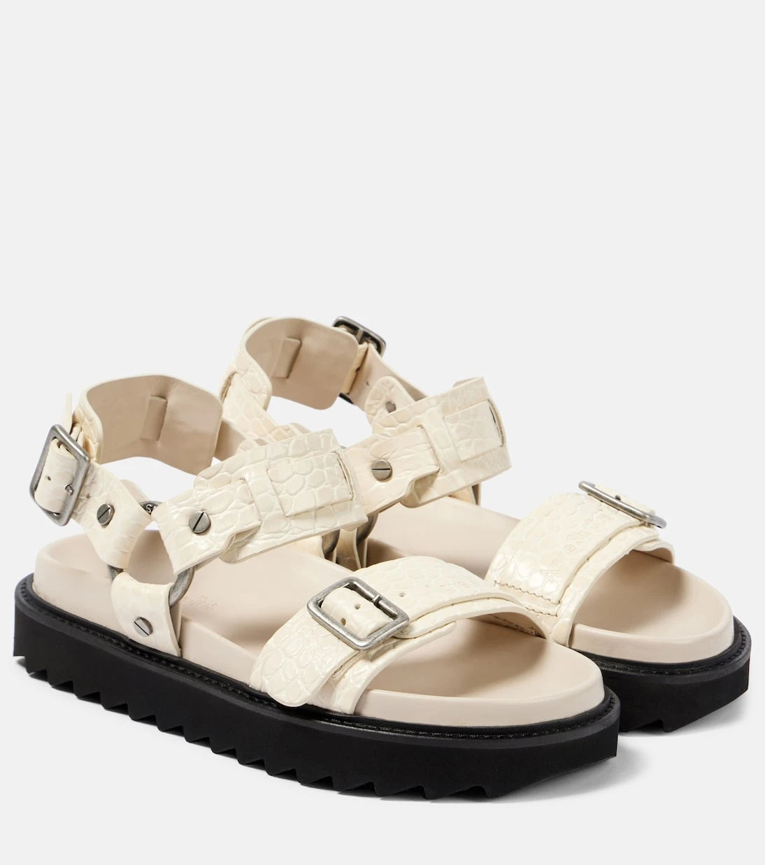 Acne Studios - صنادل جلدية بكعب منصة