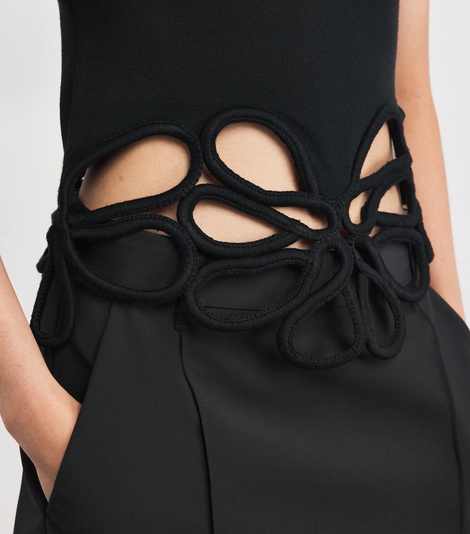 Knitted Eres Crop Top BLACK