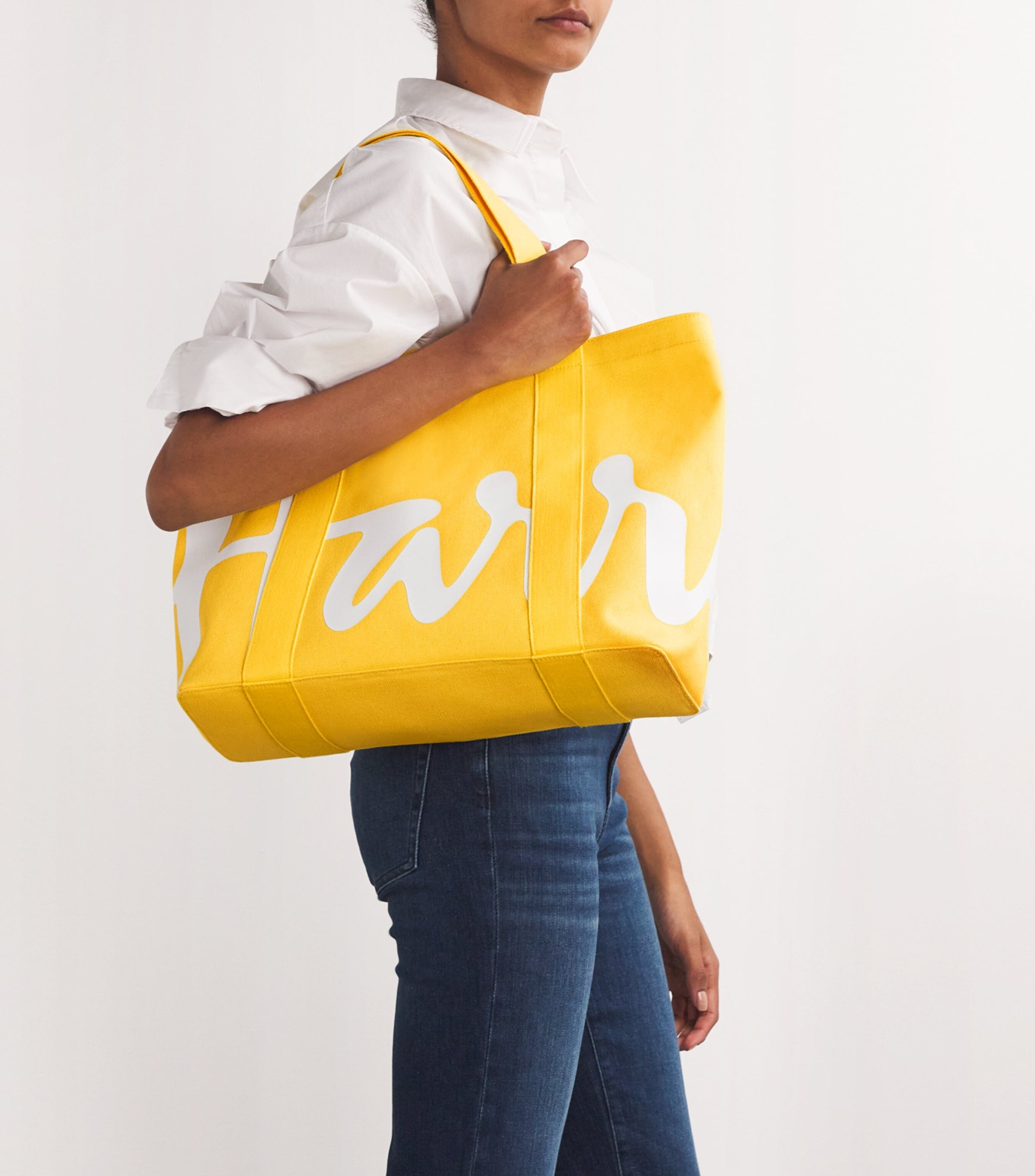 Yellow Medium Cotton Logo Tote Bag