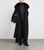 Yves Salomon Black Fur-Trim Double-Breasted Coat