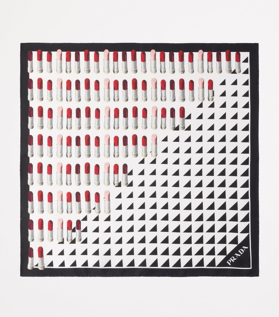 Prada Black Silk Lipstick Triangle Scarf