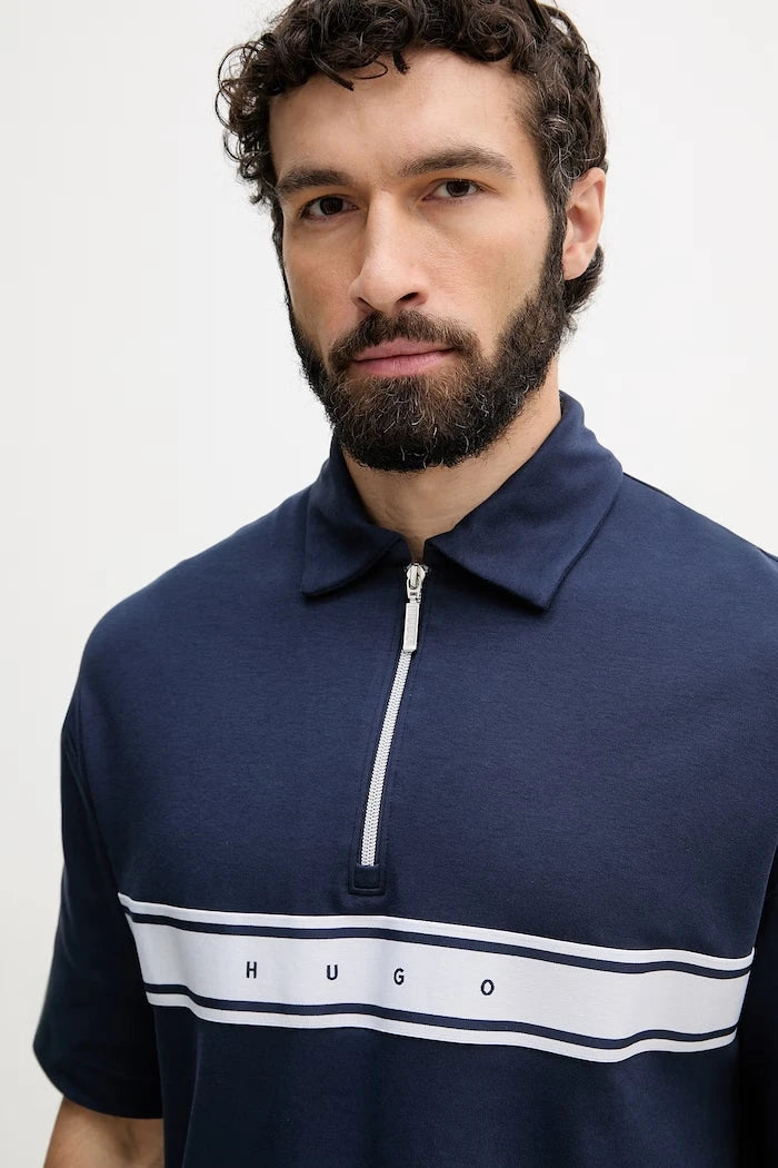 HUGO мъжки с памук NAUTIX ZIP POLO