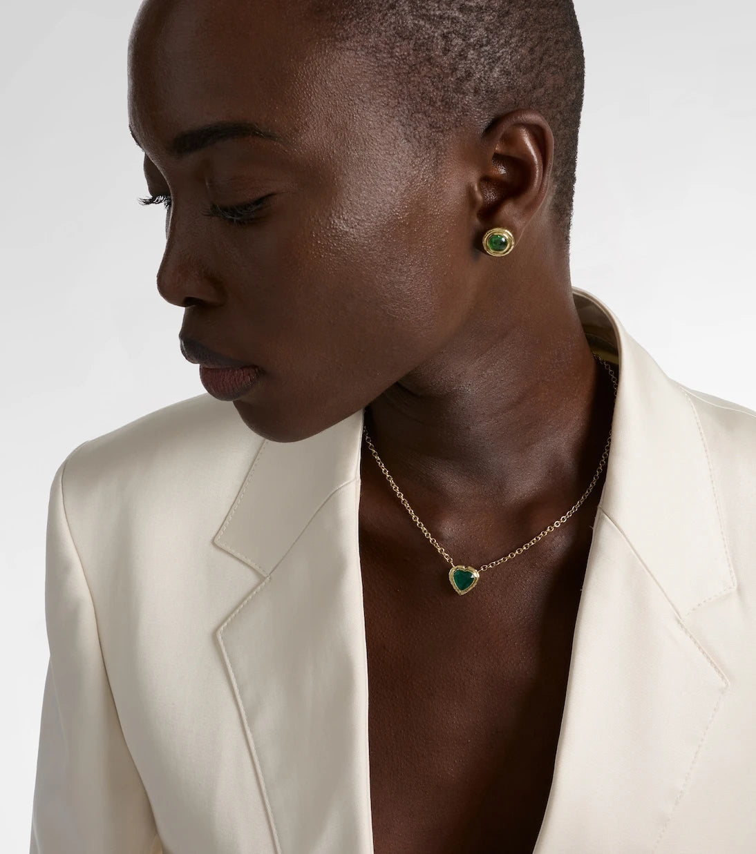 Octavia Elizabeth - Heart & Toggle 18kt gold necklace with emerald