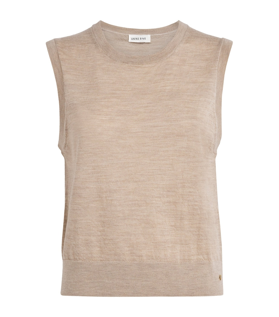 Beige Wool-Cashmere Sweater Vest