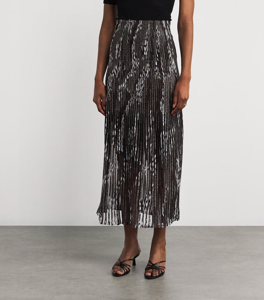 Metallic Pleated Maxi Skirt