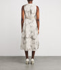 Max Mara White Metallic Jacquard Midi Dress