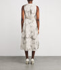 Max Mara White Metallic Jacquard Midi Dress