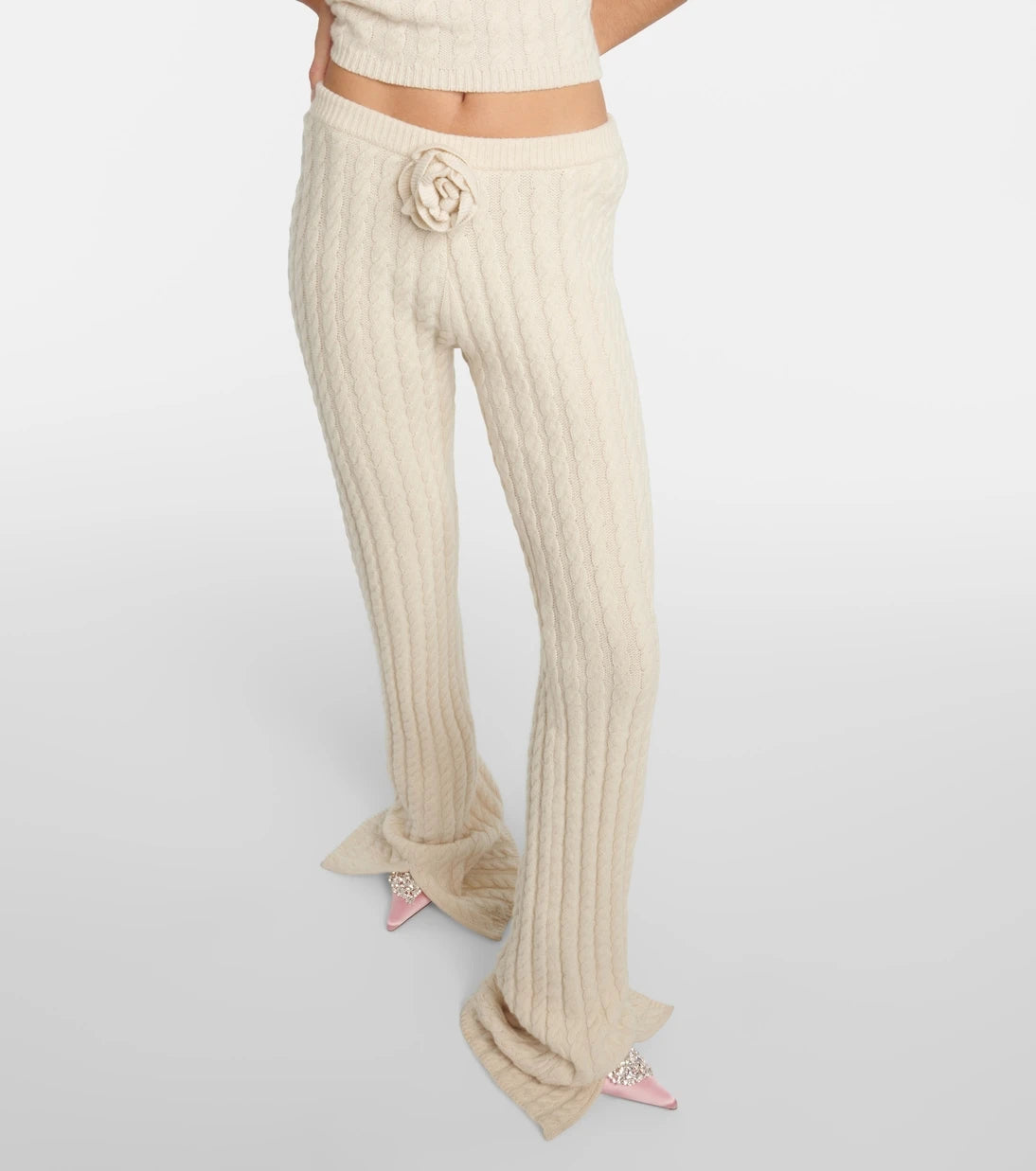Magda Butrym - Floral-appliqué split-hem flared pants