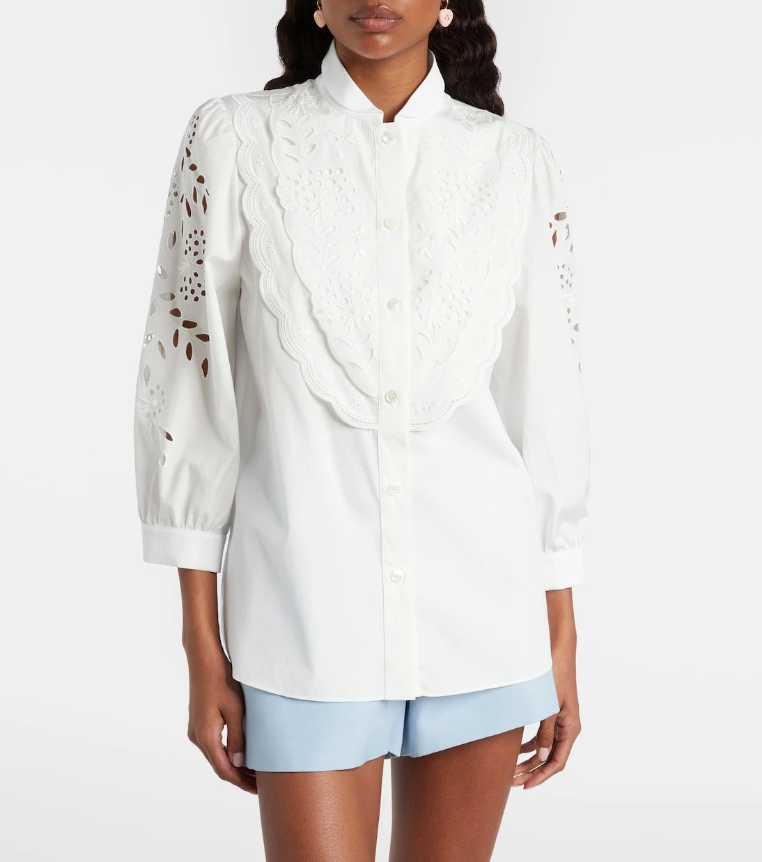 Valentino - Embroidered cotton poplin blouse