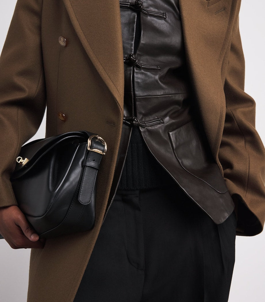 Róhe Brown Mandarin Leather Jacket